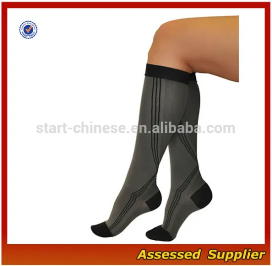 High Quality 20-30 mmHg Silver Medical Graduated Compression Knee High Sport Travelling Socks For Men