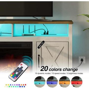 Soporte de TV de chimenea con luces LED