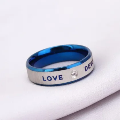 Stylish Blue Stainless Steel Couple Rings: Perfect Wedding Promise Engagement Jewelry