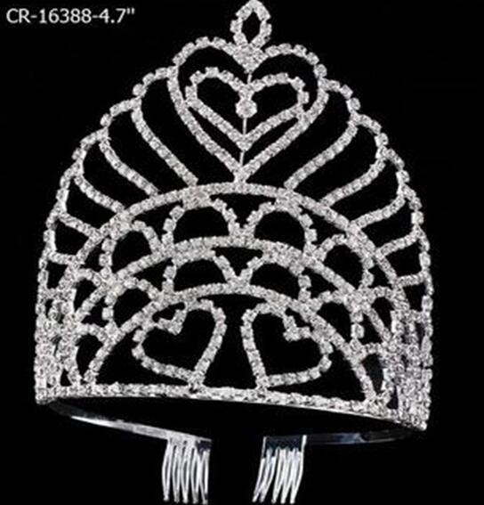 4.7 Inch Heart Clear Stone Queen Pageant Crown