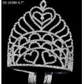 4.7 Inch Heart Clear Stone Queen Pageant Crown