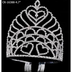 4.7 Inch Heart Clear Stone Queen Pageant Crown