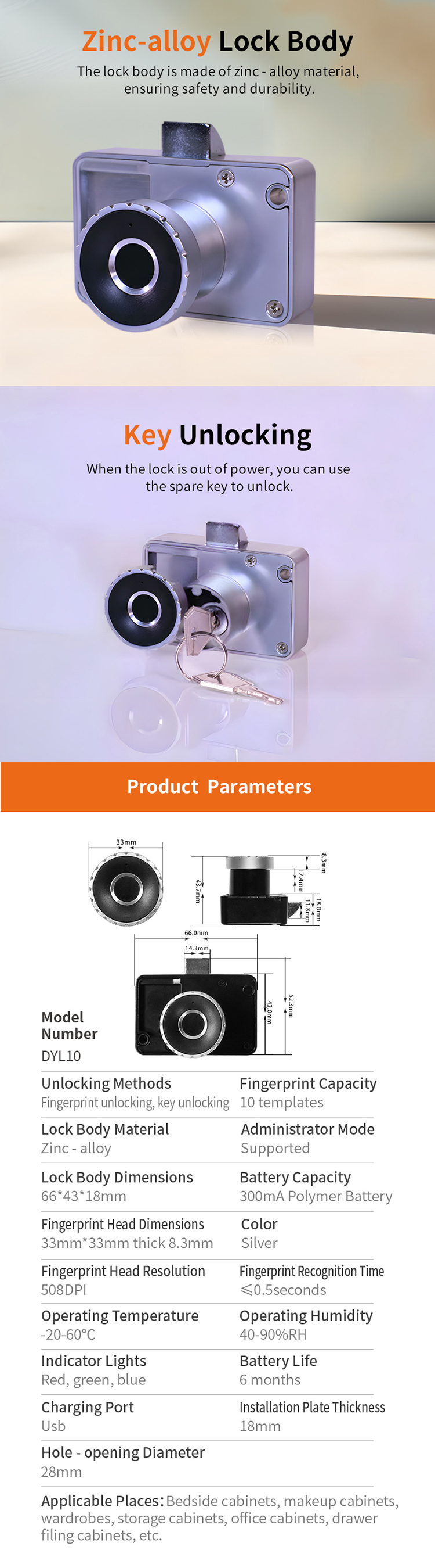 Fingerprint Drawer Lock