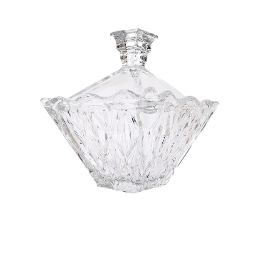 Transparent Decoration Crystal Glass Square Nut Jar for Food, Fruit, Candy, and Sugar