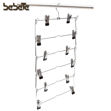 2-Pack Heavy Duty 6-Tier Fold Up Skirt Hanger Pant Organizer, Chrome