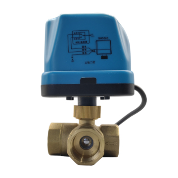  Huifa AC220V Electric 3-Way Brass Ball Valve with Actuator 