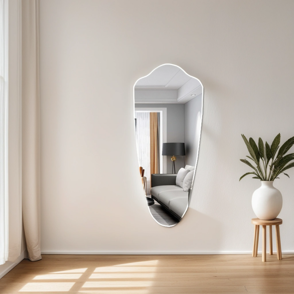 Irregular Asymmetric frameless bathroom wall mirror