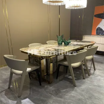 High Quality Marble Dining Table Set with 6 Chairs