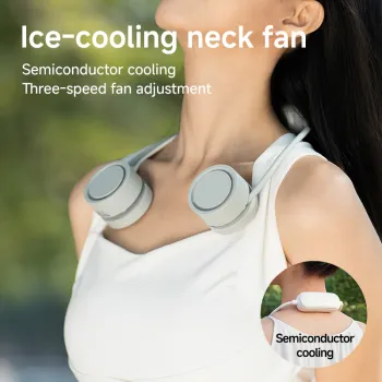 Wearable Foldable Neck Fan 3-Speed Brushless Motor 8H USB Battery Portable