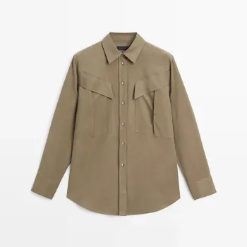 Women's pocket decoration long shirt