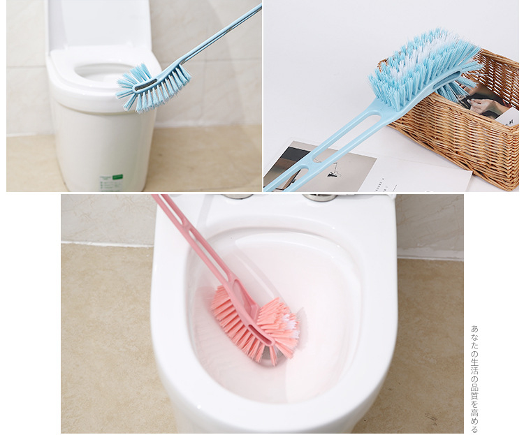 Long Bristle Scrubber Silicone Double Hockey Toilet Brush