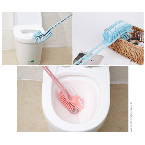 Long Bristle Scrubber Silicone Double Hockey Toilet Brush