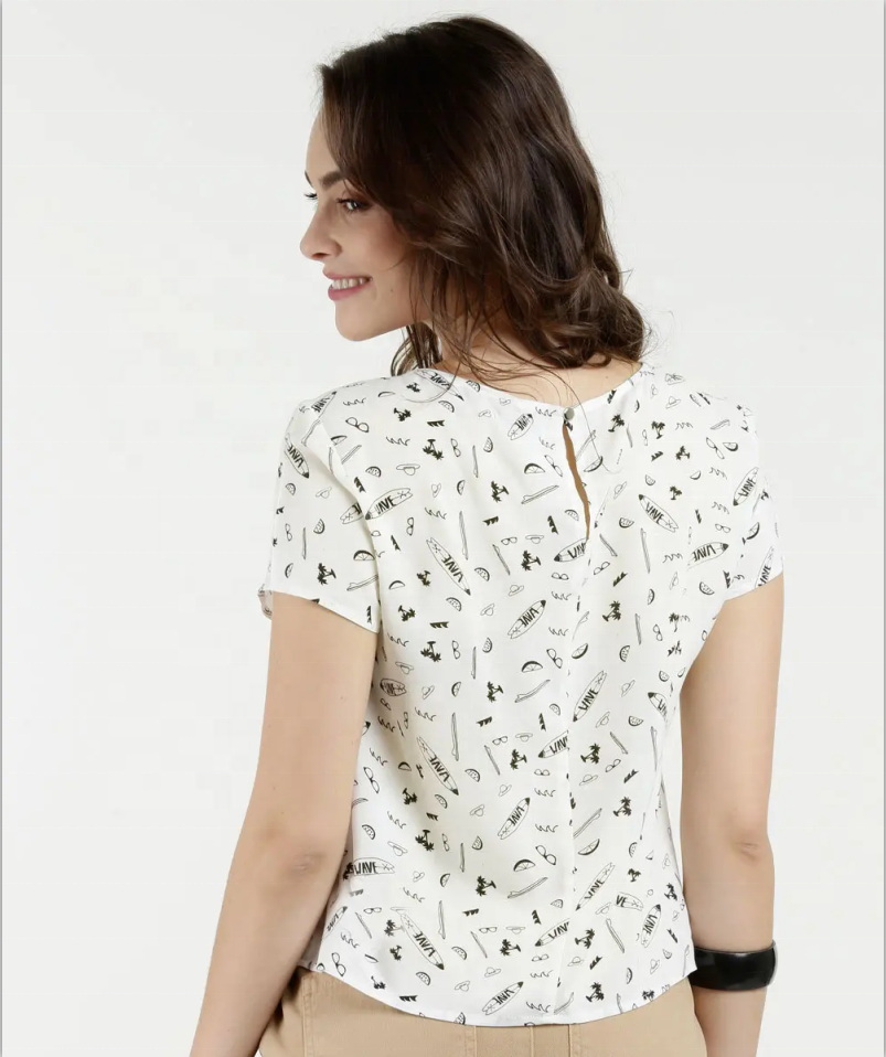 Short Sleeve Beached For Allover Printed Blouse