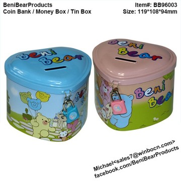 Metal Tin Money Box Coin Bank with Lock