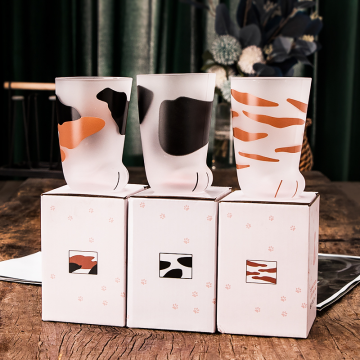Cute Cat and Dog Footprint Japanese Glass Drink Cups: Stock Available