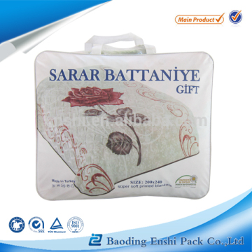 wholesale high quality transparent pvc zipper blanket bag with handle