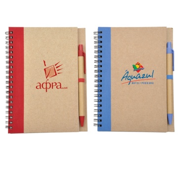 New Arrival A5 A6 Spiral Recycled Paper Notebook with Ball Pen