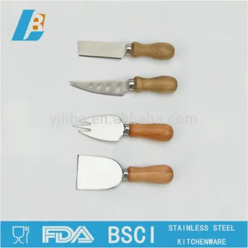 Wooden handle cheese knife set