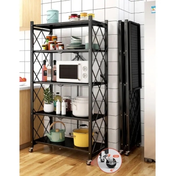 Free Sample 5 Tier Foldable Metal Storage Shelves for Home and Kitchen