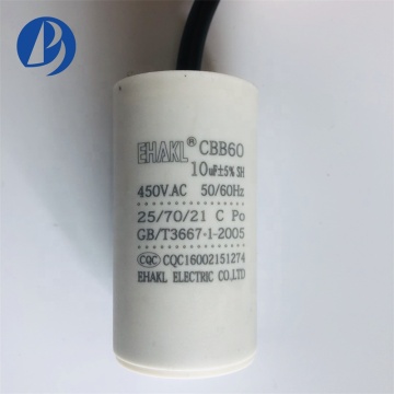 AC 모터 작동을위한 플라스틱 케이스가있는 고품질 CBB60 450V 10UF 커패시터