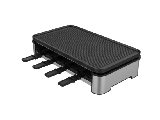 2-in-1 Outdoor Indoor 3 Layers Raclette Griddle Grill Smokeless Electric Grill with Non-Stick Plate