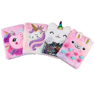 Fuzzy Plush Unicorn Cartoon Notebook