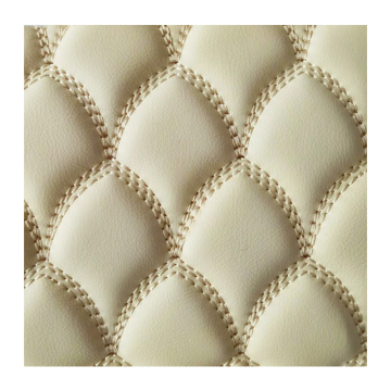Embroidered Faux Leather Quilted Fabric with Sponge Backing for Auto Interior: Ideal for Custom Car Mats