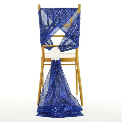 Custom Size Royal Blue Sequin Wedding Chair Sashes