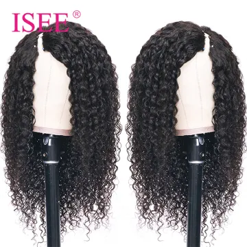ISEE Hair New V Part Wig Human Hair Curly,Raw Burmese Hair Glueless Thin Part Wig,U Part Wig Blend With Your Own Hairline