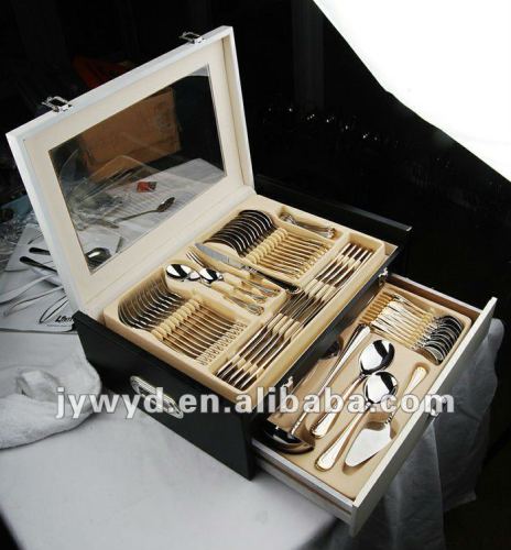 High quality 84pcs cutlery set with wood case