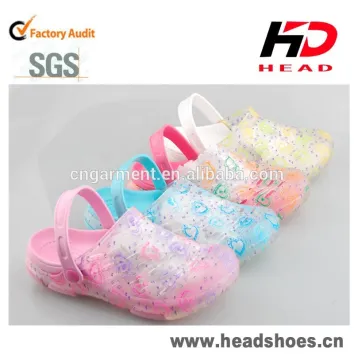 Fashion new model clear plastic printed clogs