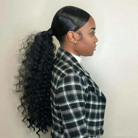 Unprocessed Natural Human Hair Ponytail Extension 100g Full Ponytail Wig Brazilian Hair Clip Ponytail 22inch Black Brown colors