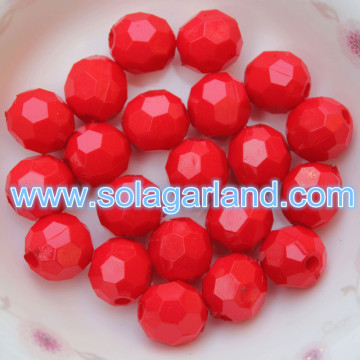 4-20MM Acrylic Round Opaque Faceted Beads