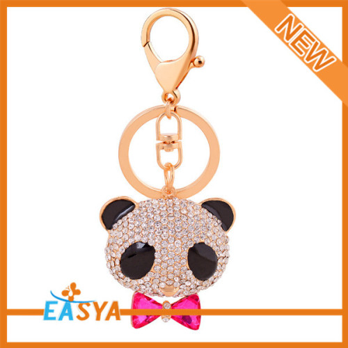 Groß-bunte Kristall Panda Charm Gold Metall Keychain Schlüsselanhänger