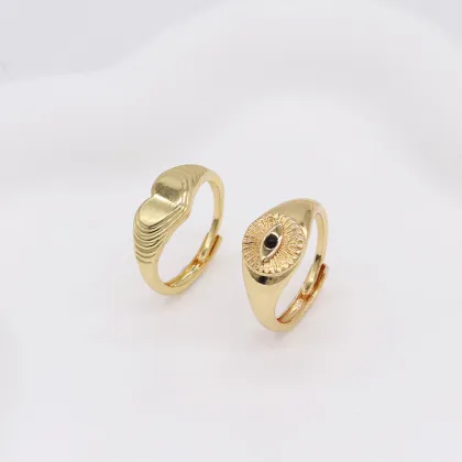 Jiexing 14K Gold Plated Adjustable Evil Eye Finger Rings