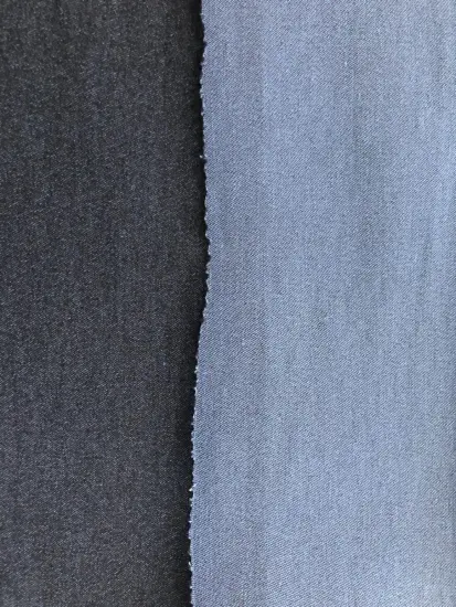 Textured double -faced denim fabric