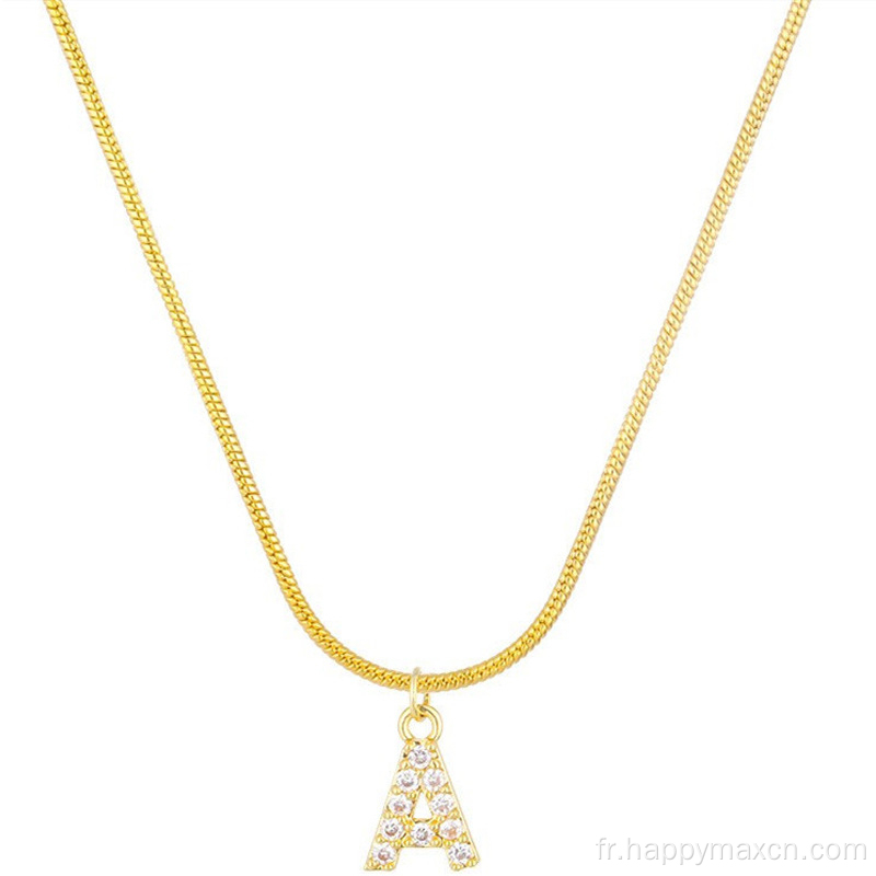 Collier pendentif en zircon à chaîne osseuse de 14 kgold Snake