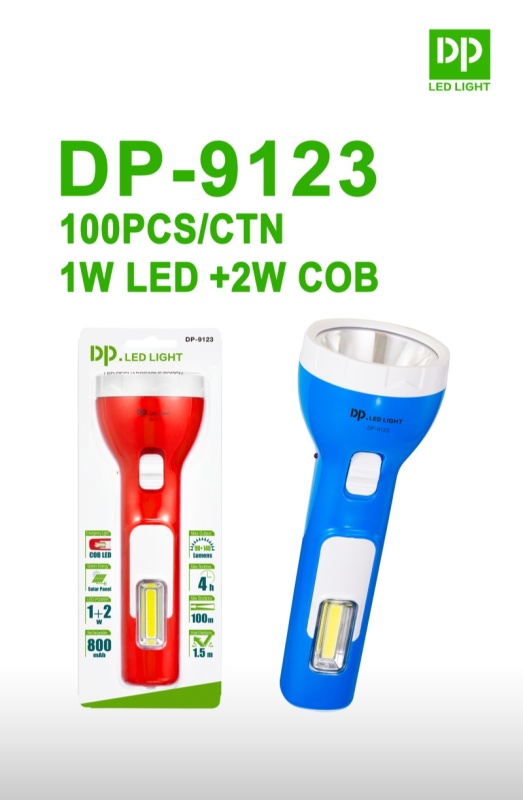 Solar Portable Rechargeable LED Flashlight Torch with Side Light