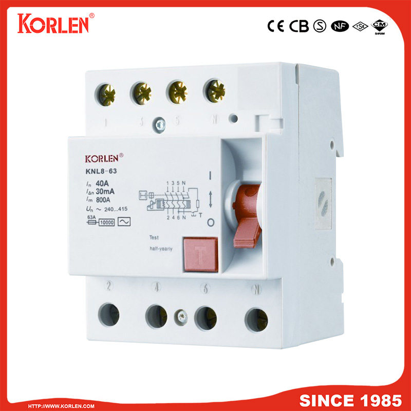 Residual Current Circuit Breaker KNL8-63 63A CE 2P