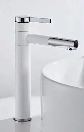 Rotatable Spout White and Gold Body Counter Basin Faucet