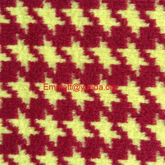 yellow red houndtooth pattern woolen knit fabric