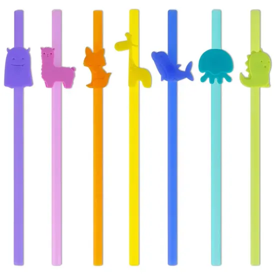 2020 New Arrive LFGB Food Grade Baby Favorite Cute Animal Shape Silicone Reusable Baby Drinking Straws