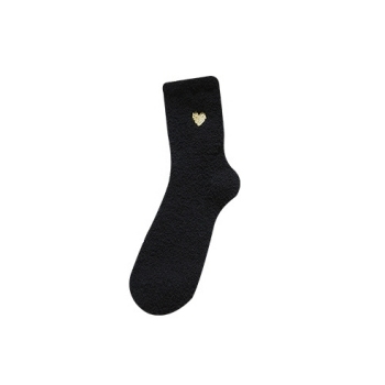 Cute Embroidered Heart Coral Fleece Socks - Custom Hot Sale Winter Thermal Socks for Women
