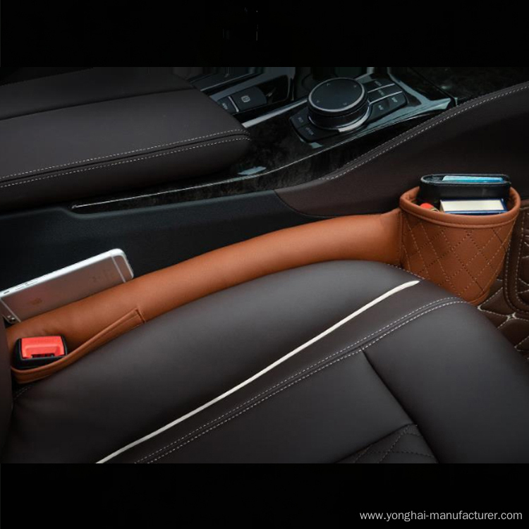 Leather car seat slot storage