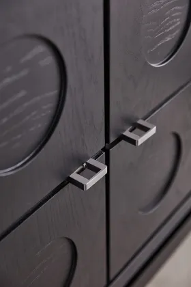 Solid Wood Imported Black Lacquer Long Side Cabinet