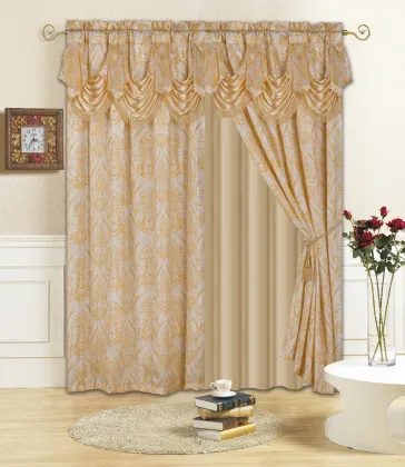 2 Pc Curtain Panel Set with Attached Valance