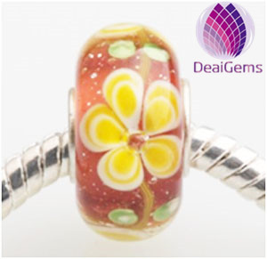 New fashion hot sale flower lampwork big hole glass beads