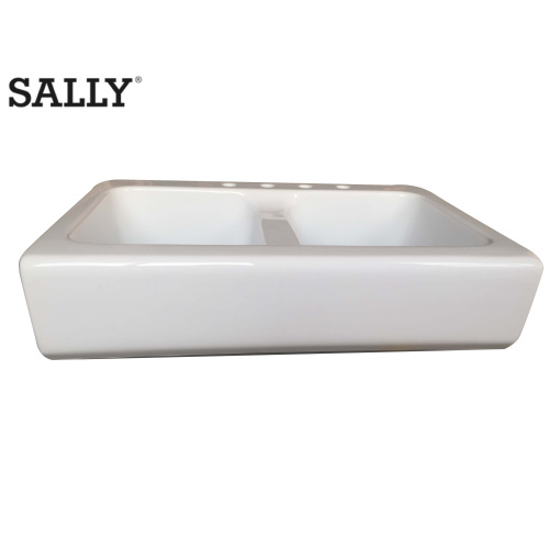 SALLY White Acrylic Basin Washing Double-Bowl Laundry Sink