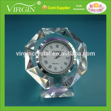 Top quality Crystal octagonal desk clock with crystal for table decorative