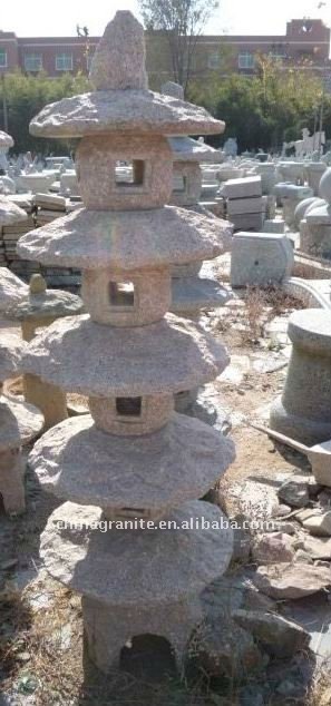 pink green granite lantern carvings